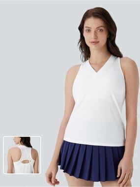 Halara V Neck Cut Out Contrast Mesh Quick Dry Tennis Tank Top Xl